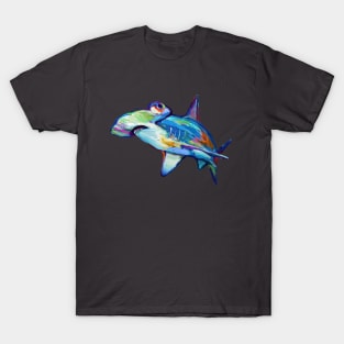 Colorful Hammerhead Shark by Robert Phelps T-Shirt